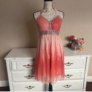 Pink ombre halter dress